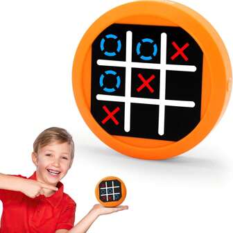 4-In-1 Mini Tic Tac Toe Bolt Game, Electronic Handheld Game Puzzle Board Games Console Brain Training Includes Tic Tac Toe, Memory Flash, Family Fun Travel Games For Kids Adults (Colours And Details Are Random)