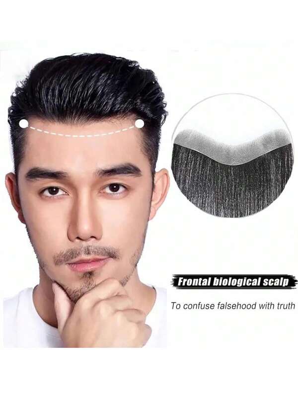 Hairline Seamless Hair Patch Wig Patch For Men's Forehead Real Hair Bnvisible Biological Acalp M-Shaped Forehead Bangs