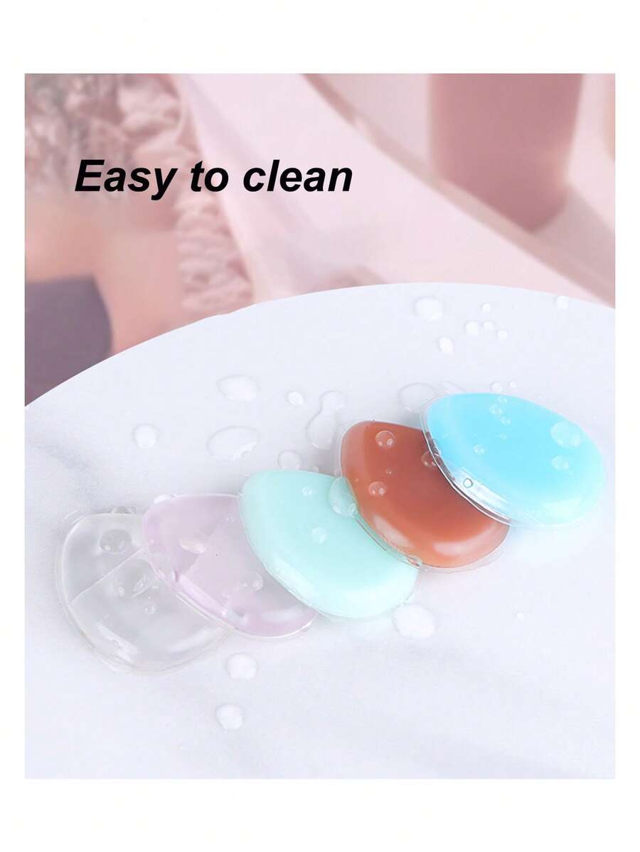 2/3/5个装多色硅胶果冻指套迷你拇指化妆海绵,柔软有弹性,适用于粉底液、遮瑕膏等,易于清洗,新款哑光化妆工具 - 彩色 - 查看 1