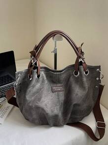 Fashionable Retro Large Capacity Pleated Tote Bag For Women, Versatile For Outdoor Travel And Leisure
