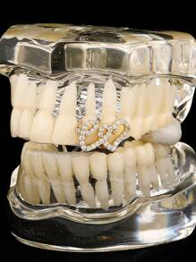 Gold Teeth Jewelry Gold Grillz Teeth Hip Hop Dental Jewelry Tooth Cap For Rappers, Halloween Costume & Streetwear Accessories