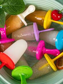 Molde de silicona para paletas heladas de 6 cavidades con tapa, fácil de limpiar y desmoldar, con opciones de colores múltiples, ideal para hacer helados caseros para niños y familias en verano