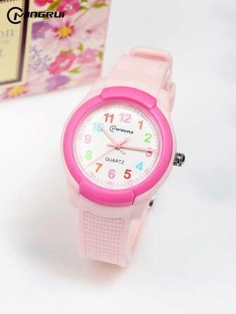MINGRUI 时尚简约指针儿童手表，彩色表盘，3ATM防水，儿童手表，儿童礼物，女孩手表，学校
