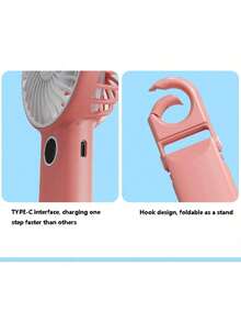 500mAh Lithium Battery, USB Charging, Handheld Fan, Portable Fan, Digital Display Folding Fan, Mountain Climbing Buckle - Multicolor - View 6