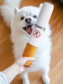 1pc Realistic Sound Plush Cigarette Chew Doll For Pets, Durable Crush-Resistant Creative Squeaky Doll For Cats & Dogs - Multicolor - View 3