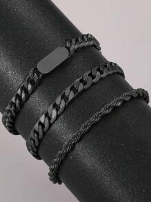 3 Stücke Modische & innovative schwarze Titanstahl Armbänder für Herren, hochwertige & elegante Geschenke