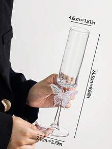 1pc INS-Style Elegant Sophisticated Red Wine Glass, Exquisite Butterfly Decor Wine/Champagne Glass, Crystal Glassware, Luxury Home Use Creative Stem Cup, Bridal Wedding Toast Cup - Multicolor - View 10