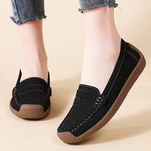 Solid Color Elegant Women Flat Loafers Casual Slip-On Shoes