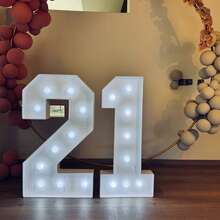 3 FT/36 Inch Lighted Marquee Balloon Frame With Numbers 0-9 And White Lights, KT Board Set, Party Decoration Light, Birthday Party, Anniversary Decoration - Cool White Lights - 白色 - 查看 3