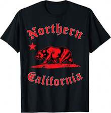 Black Red Nor Cali North Side Northern California T Shirt - Black - View 1