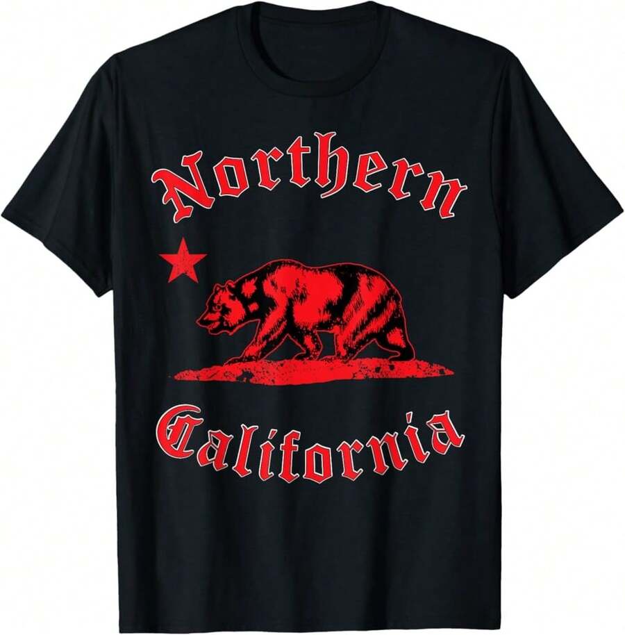 Black Red Nor Cali North Side Northern California T Shirt - Black - View 1