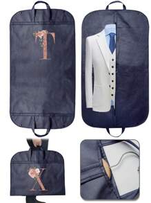 Portable Dustproof Clothing Covers Nonwovens Waterproof Clothes Dust Cover Tote Bags Rose Gold Initials A To Z Letter Pattern Clothes Dust Case Dress Protector Garment Bags Outdoors Close Organizer Dress Cover Suit Coat Storage Bag Garment Bags Wardrobe Hanging Garment Protector Cover Bag