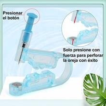 Juego de 44 pistolas para perforar orejas de forma segura, que incluye 4 pistolas para perforar orejas y 40 toallitas limpiadoras con alcohol, suministros para perforaciones. - Azul - Ver 3