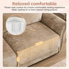 MERAX 110"Modular Sectional Sofa, L-Shape With Extra-Wide Seat Cushion, USB And Type-C Charger, Petal Armrest Design, High Density Foam, Free Movement Ottoman, Wood Frame, Chenille, 4 Seat, 3 Colors-Khaki - 110"Sofa-khaki - 查看 5