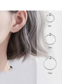 1 paire de boucles d'oreilles élégantes et charmantes en argent sterling S925 avec le caractère C, pour les femmes, pour la vie quotidienne ou les fêtes