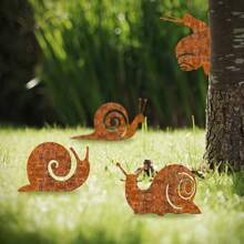 1pc Natural Rusted Countryside Metal Snail Garden Decor, Vintage Style, Outdoor Lawn Decoration, Sturdy Metal Structure, Perfect For Yard Decoration.