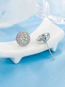 1 Pair Fashionable & Full Crystal Stud Earrings For Men, Jewelry Accessories For Holiday Gathering