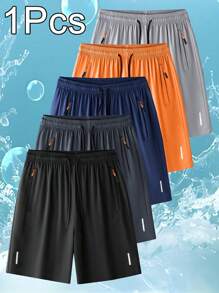 Men's Ice Silk Sports Shorts, Outdoor Casual Quick-Dry Knee Length Bottoms