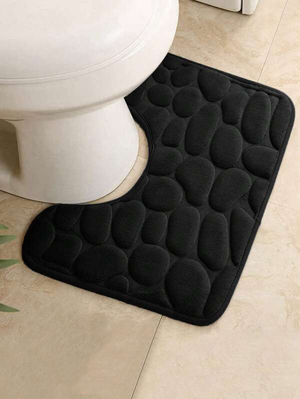 1 pièce Tapis de bain en mousse à mémoire de forme en forme de U, tapis de contour de toilette, doux et confortable, super absorbant, antidérapant, épais, lavable en machine, séchage facile, convient pour la décoration de salle de bain, tapis de bain, tapis de porte, décoration d'automne, accessoires de salle de bain, rentrée scolaire