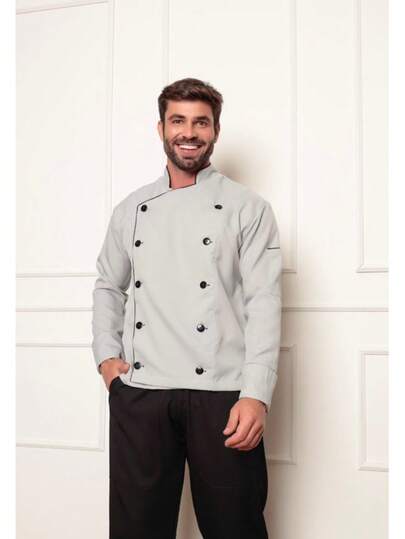 Dolma Chef Masculina Manga Longa Cinza Torino