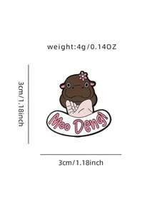 Ghim cài áo hình hà mã dễ thương MOO DENG, phụ kiện trang trí thời trang, huy hiệu cài áo, túi xách, quà tặng trang sức, kiểu dáng mới năm 2025. - Nhiều màu - Xem 3