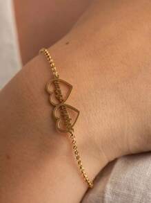 Pulsera personalizada con doble nombre de amor, pulsera de pareja de acero inoxidable con dije, joyería personalizada con placa con nombre ajustable, regalo de aniversario para familia