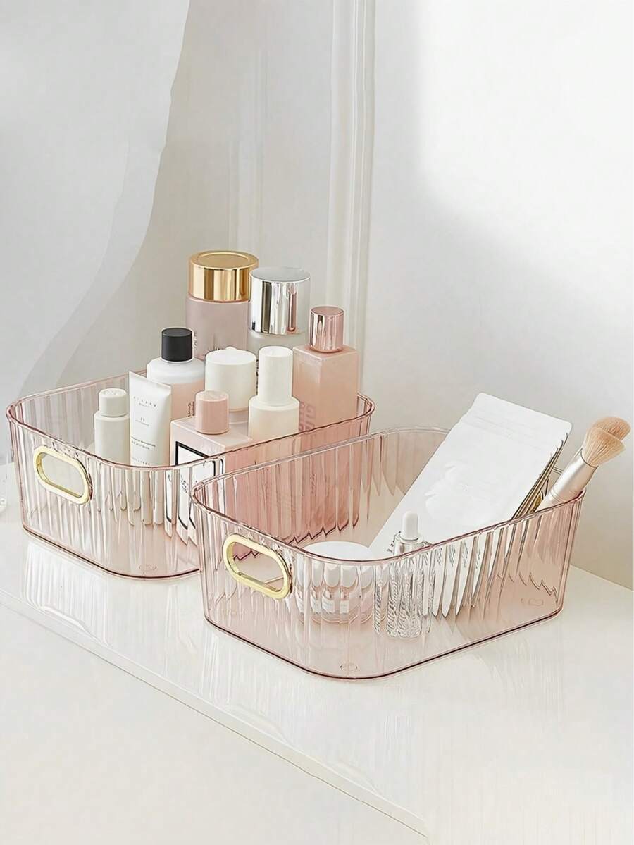 1pc Clear Makeup Organizer, Bathroom Vanity Skin Care Organizer, Cosmetic Display Case, Ideal For Bedroom, Bathroom, Closet, Kitchen, Dresser, Countertop, Organize Small Clutter, Perfect For Makeup, Skincare, Jewelry, Accessories, Gift For Christmas, Valentine's Day, Birthday, Holiday, Back To School, Keywords, High Conversion, Modern Minimalist, Space-Saving, Practical, Stylish, Multi-Scene Use, Easy To Clean, Essential For Home, Office, Dorm, Gift For Women, Girls, Students - Multicolor - View 1