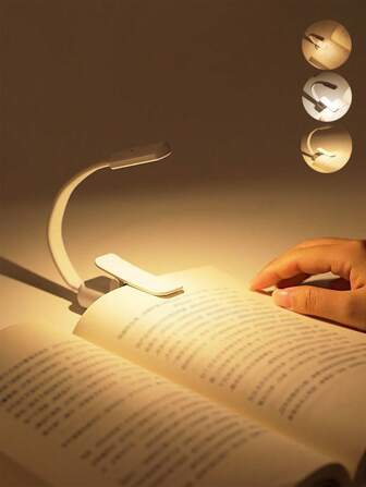 1 PC LED Book Light, 3 In 1 Light Colors Brightness Dimmable 5V Rechargeable/2 Pcs AAA Batteries Reading Light Book Lamp For Reading At Night,Flexible Reading Lamp With 3 Eye-Protecting Modes, Stepless Dimming, Long Battery Life, Ideal For Read