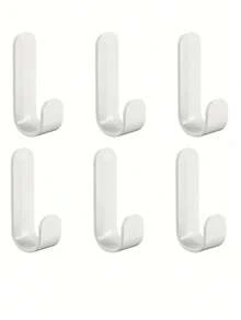 6个装迷你粘钩J型强力无痕无损壁挂衣钩家用壁挂门粘钩免打孔挂钩