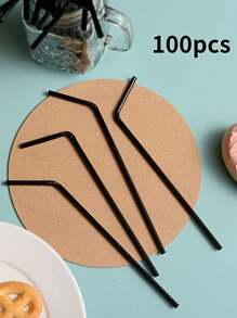 100pcs Reusable PP Drink Straws - Durable Bendable Food-Black Straws For Smoothies, Boba, Bubble Tea & Tropical Drinks - Alternative To Disposable Plastic Straws, Perfect For Home, Parties, Restaurants, Smoothie Straws, Party Drink Accessories