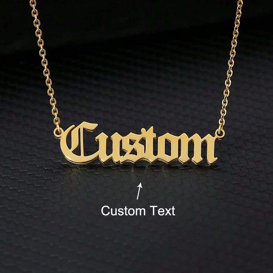 Custom Old English Name Necklaces For Women Men Stainless Steel Customized Necklace Pendant Personalized Goth Neck Chain Jewelry Birthday Gift