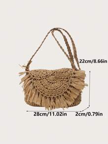 Bolso cruzado de macramé hecho a mano con borlas para mujer, bolso vintage, bolso de viaje, bolso para teléfono, bolso femenino, bolso de hombro, bolsos de paja para el verano hechos a mano con borlas, bolsos de playa 2025 de rafia y ratán trenzado, bolsos de hombro cruzados de vacaciones, embragues