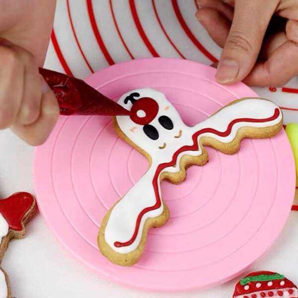 1pc Mini Rotating Cake Decorating Turntable, DIY Fondant, Frosting, Cookie, Cupcake Decoration Edge Coloring Turntable, Birthday Party DIY Supplies
