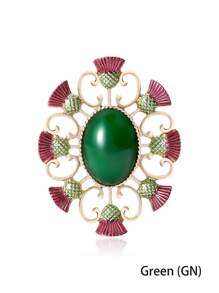 1pc Green Thistle Brooch For Women,Plant Brooches,For Bag,Sweater,Coat,Hat,Shoes,Dress,Suit