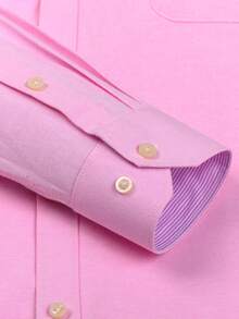 Grey Oxford Shirts For Men Long Sleeve Mens Dress Shirts Casual Button Down Shirts With Front Pocket Regular Fit For Spring/Fall - Pink - View 6