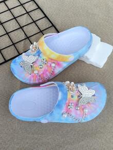 Elegante & süße vielseitige bunte Schmetterlinge Silber Kette weiche, bequeme Luftkissen Plateau Sandaletten im Straßen-Stil, langanhaltend und rutschfest mit Cut Out Design