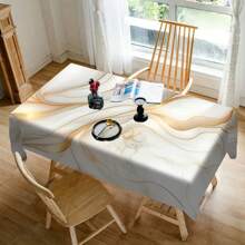 1/20pcs Elegant White Marble Tablecloth With Golden Stripe Design – Rectangular Polyester Table Cover For Dining, Parties, Weddings, And Outdoor Decor – Perfect Gift For Home Styling, Smooth Finish Fabric
