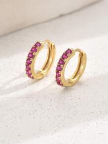 1 Paar modische 12 mm Creolen, minimalistisch, mehrfarbig, leichtgewichtig, Schmuck mit goldfarbenen Zirkonia - Alltagsschmuck für Frauen