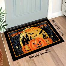 1pc Halloween Doormat, Non-Slip Rubber Backing, Halloween Entryway Decor, Indoor/Outdoor Use, Durable Polyester Floor Mat For Kitchen, Living Room, Patio, Coffee Shop, Bar, Holiday, Party, Bedroom, Bathroom
