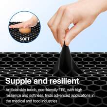 Gel Seat Cushion, Cooling Seat Cushion (Super Large & Thick), Breathable Honeycomb Design Absorbs Pressure Points Seat Cushion, Gel Cushion For Office Chair, Home Car Seat Cushion For Wheelchair - 黑色 - 查看 6