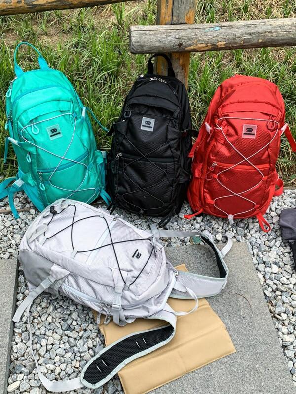 Mochila de montañismo ligera para uso unisex, mochila escolar de estudiante con bolsillos con cremallera y diseño de color contrastante, mochila de viaje con cordón de gran capacidad, mochila de camping al aire libre, mochila de senderismo y deportes resistente al agua para hombres, bolsa de viaje para la temporada de regreso a clases