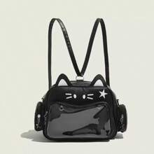 2025 New Niche Design Cute Mechanical Cat Backpack, Y2K Cool Millennium Hottie Black Gothic Messenger Crossbody Bag