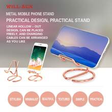 1 件简约桌面手机支架，金属铁合金材质手机支架，适用于客厅、卧室、书桌、书房等，学校用品，返校 - 玫瑰金色 - 查看 7