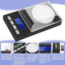 1 pieza Báscula de joyería portátil de alta precisión con rango de 50g/0.001g, báscula digital mini, báscula electrónica de cocina, báscula de peso digital en gramos, báscula de medición multifuncional y precisa de color negro con tapa que puede usarse como bandeja, báscula electrónica de pesaje pequeña y precisa con pantalla LCD retroiluminada, accesorio para medir que se puede sujetar, adecuado para viajes, cocina, cocción, repostería, té, herramienta de pesaje esencial diaria. - Negro - Ver 10