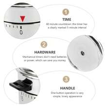 1pc 60-Minute Mechanical Kitchen Timer, Vintage Cooking Timer Without Battery, Loud Alarm For Home, School, Office Baking
