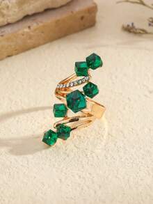 1 buc Inel elegant, la modă, lung, pătrat, cu diamant, pentru încheietura mâinii - Multicolor - Vizualizare 8