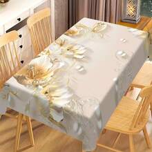 1/20pcs Simple Fresh White Floral Pattern Tablecloth, Fashion Theme, Outdoor Camping Rectangle Tablecloth, Perfect For Dinner, Picnic Essentials, Party Decorations, Dinner Gatherings And Home Decoration - Multicolor - View 22