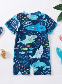 Nuevo traje de baño de una pieza con estampado de animales para bebés y niños pequeños, traje de baño de secado rápido para niños, traje de buceo de verano, protección solar