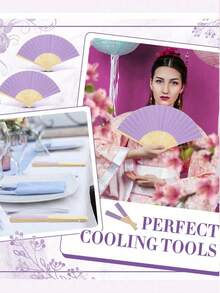 40pcs/20pcs Light Purple Tassel Folding Fans Set, Guest Favor Set, Includes 5pcs/10pcs Light Purple Fans, 5pcs/10pcs Floral Thank You Cards, 5pcs/10pcs Light Purple Tassels And 5pcs/10pcs Organza Drawstring Bags, Suitable For Wedding Souvenirs, Bridesmaid Gifts, Wedding Photo Props, Atmosphere Creator, Wedding Decor, Party Favors, Bridal Shower, Theme Parties, Baby Shower