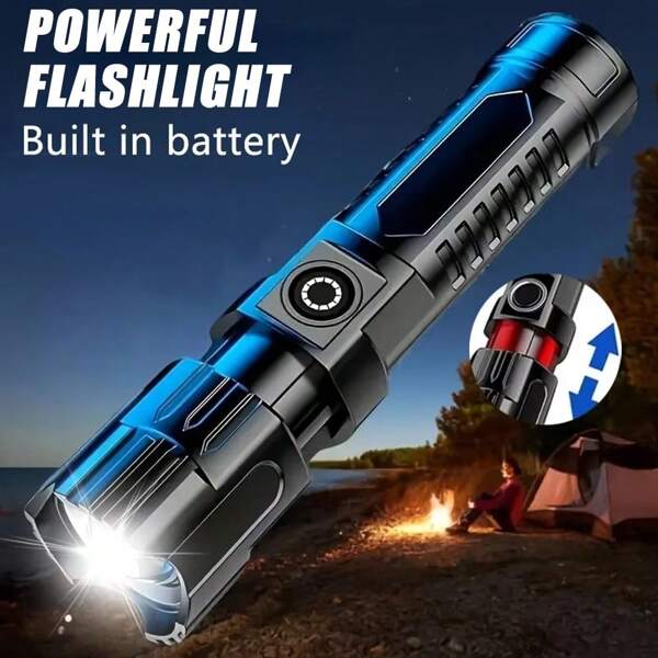 1PC Ultra-Bright LED Flashlight, Rechargeable - 3 Modes, Compact Design, High Lumens, Long Battery Life For Home Maintenance